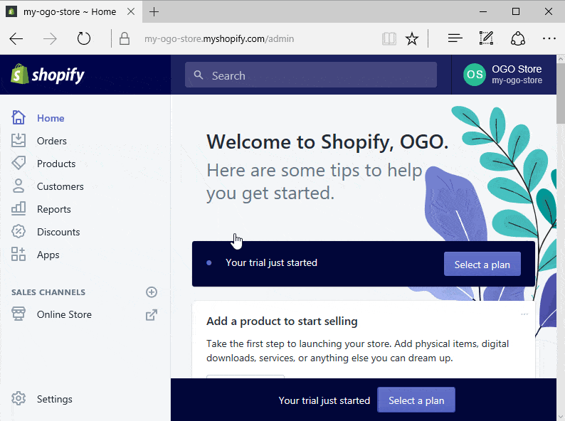 OGO Step 3 - Shopify Admin